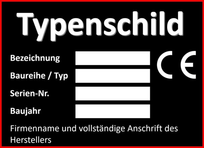 Beispiel eines Typenschildes nach Maschinenrichtlinie