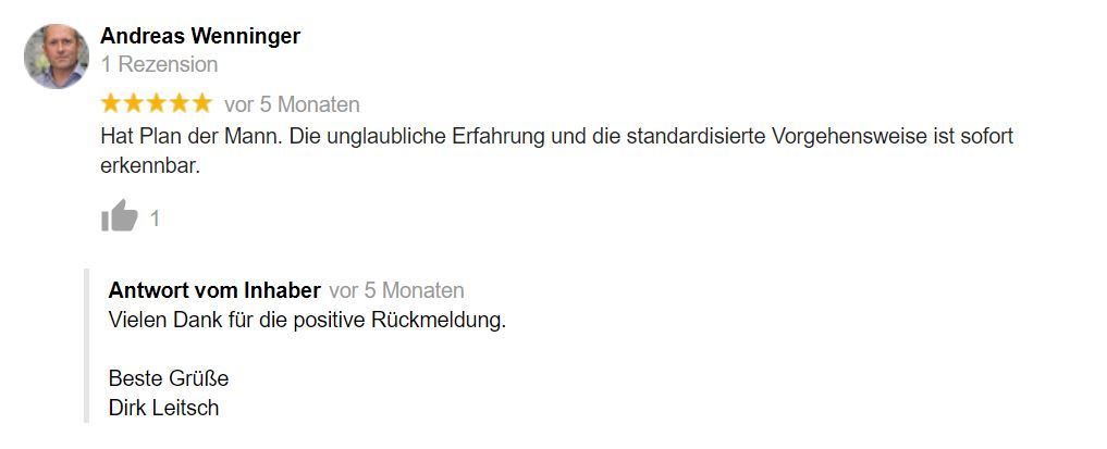 Bewertung Dirk Leitsch von Andreas Wenninger Bewertung Dirk Leitsch von Andreas Wenninger