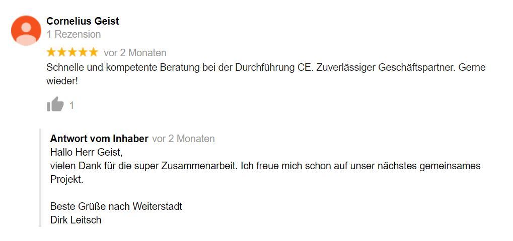 Bewertung Dirk Leitsch von Cornelius Geist Bewertung Dirk Leitsch von Cornelius Geist