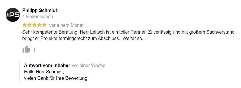 Bewertung Dirk Leitsch von Philipp Schmidt Bewertung Dirk Leitsch von Philipp Schmidt