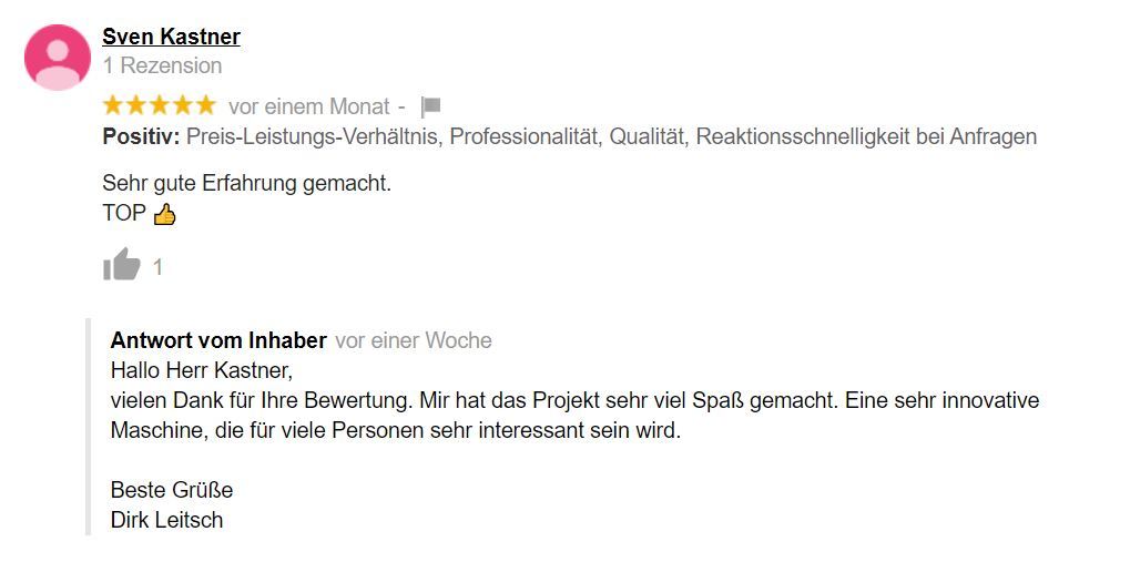 Bewertung Dirk Leitsch von Sven Kastner Bewertung Dirk Leitsch von Sven Kastner